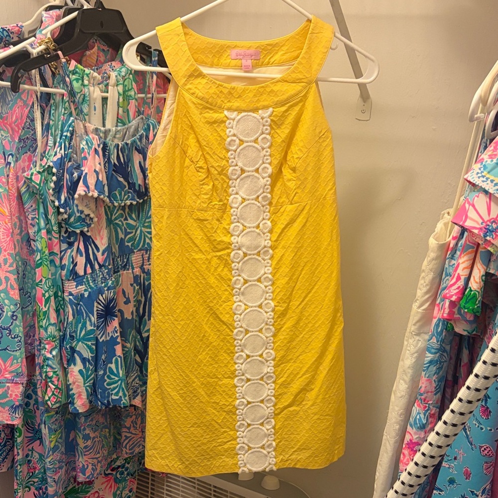 Lilly Pulitzer Yellow Mini Dress with White Detailing